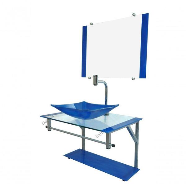 Gabinete Azul 60cm De Vidro Para Banheiro - Cq34 - Dahora