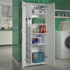 Gabinete Balcão Armário Branco C 2 Portas Alto 4 Rodinhas