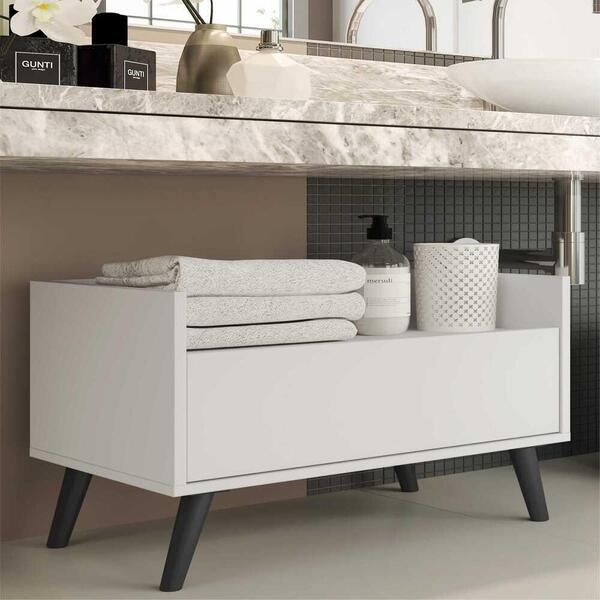 Gabinete Balcão Banheiro 80 Cm C/ Pés Retrô Multimóveis Branc