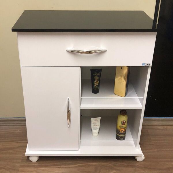 Gabinete Balcão Branco C/ Preto 1 Porta 1 Gaveta Area De Serv