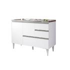 Gabinete Balcão Para Pia 1,20 Maceió Branco Puxador Aluminio