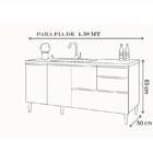 Gabinete Balcão Para Pia 1,50 Maceió Branco Puxador Aluminio