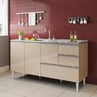 Gabinete Balcão Para Pia 1,60 Maceió Amêndoa Off White Puxado