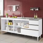 Gabinete Balcão Para Pia 1,60 Maceió Branco Puxador Aluminio