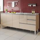 Gabinete Balcão Para Pia 1,80 M Maceió Amêndoa Off White Puxa