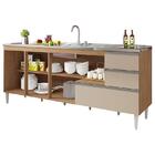 Gabinete Balcão Para Pia 1,80 M Maceió Amêndoa Off White Puxa