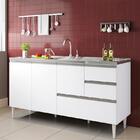 Gabinete Balcão Para Pia 150 Cm Com Gavetão Branco Branco