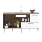 Gabinete Balcão Para Pia 150 Cm Com Gavetão Castanho Branco