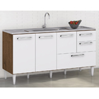 Gabinete Balcão Para Pia 150 Cm Com Gavetão Castanho Branco