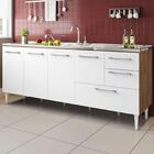 Gabinete Balcão Para Pia 2 Metro Com Gavetão Castanho Branco