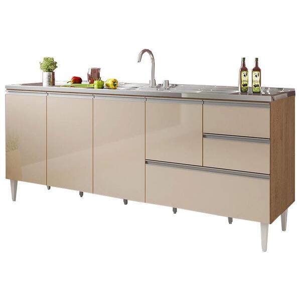 Gabinete Balcão Para Pia 2 Metros Maceió Amêndoa Off White Pu