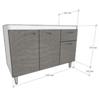 Gabinete Balcão Para Pia Cozinha Armário Com Gavetas 120cm -
