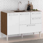 Gabinete Balcão Para Pia De 1,20 Mt Milla Com Gavetão Castanh