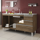 Gabinete Balcão Para Pia De 160 Cm Com Gavetão Castanho