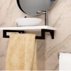 Gabinete Bancada De Banheiro Armário Suspenso Aço Preto Conju