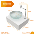 Gabinete Bancada Para Banheiro Com Cuba De Vidro 29cm E Kit H