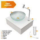 Gabinete Bancada Para Banheiro Com Cuba De Vidro 29cm E Kit H