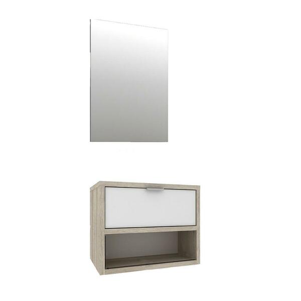 Gabinete Banheiro 1 Gaveta E Espelho Barrique E Branco