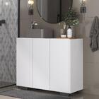 Gabinete Banheiro 3 Portas 90cm Multimóveis Mp5031 Branco/pre