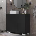 Gabinete Banheiro 3 Portas 90cm Multimóveis Mp5031 Preto/bran