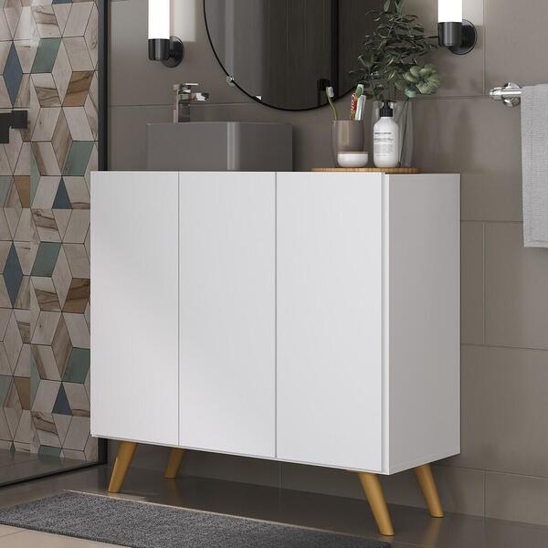 Gabinete Banheiro 3 Portas Retrô 90cm Multimóveis Mp5030 Bran