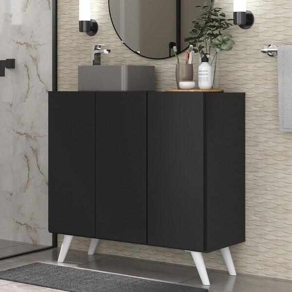 Gabinete Banheiro 3 Portas Retrô 90cm Multimóveis Mp5030 Pret