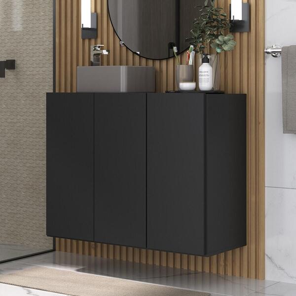 Gabinete Banheiro 3 Portas Suspenso 90cm Multimóveis Mp5029 P