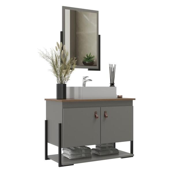 Gabinete Banheiro 60cm 2 Portas Com Cuba E Espelheira Multimó