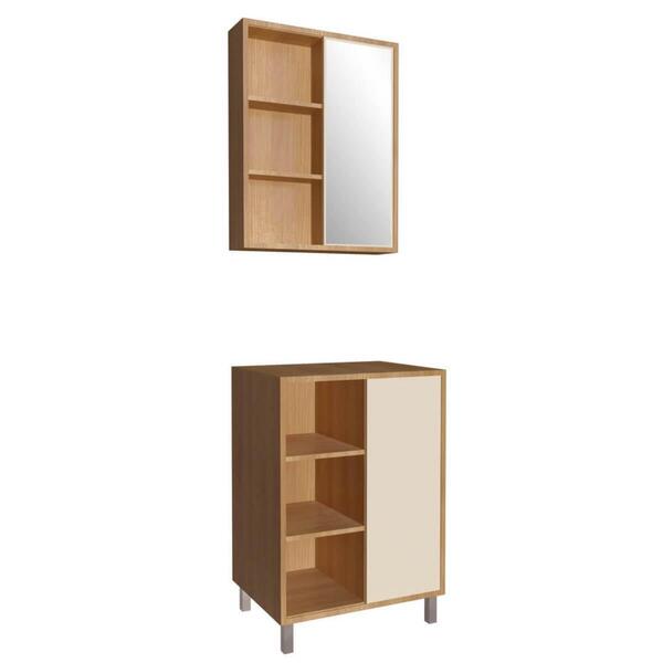 Gabinete Banheiro 60cm Julia Mel Arenas Espelheira E Balcão C