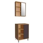 Gabinete Banheiro 60cm Julia Mel Grafite Espelheira Balcão Co