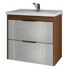 Gabinete Banheiro 60cm Porta Vidro Com Pia Lavanda Amendoa/br