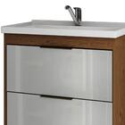 Gabinete Banheiro 60cm Porta Vidro Com Pia Lavanda Amendoa/br