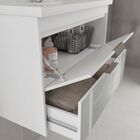 Gabinete Banheiro 60cm Porta Vidro Com Pia Lavanda Amendoa/br