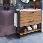 Gabinete Banheiro 80 Cm Com Lavatorio Marmorite Preto Mell P1