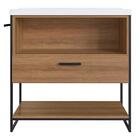 Gabinete Banheiro 80 Cm Com Lavatorio Marmorite Preto Mell P1