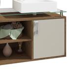 Gabinete Banheiro 80cm Com Cuba E Porta Braga Mgm Amendoa/off