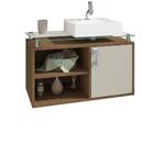 Gabinete Banheiro 80cm Com Cuba E Porta Braga Mgm Amendoa/off