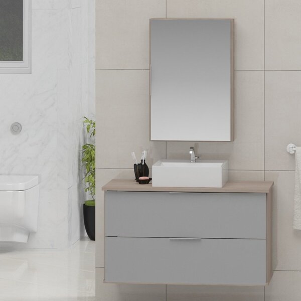 Gabinete Banheiro 80cm Com Cuba Sobrepor E Espelheira Rubi Ga