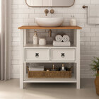 Gabinete Banheiro Balcão Armário Tampo 2 Gav Madeira Tequila