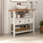 Gabinete Banheiro Balcão Armário Tampo 2 Gav Madeira Tequila