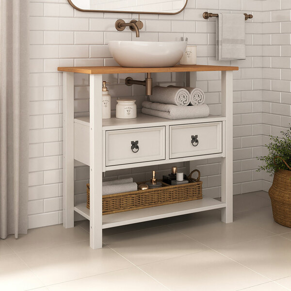 Gabinete Banheiro Balcão Armário Tampo 2 Gav Madeira Tequila