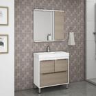 Gabinete Banheiro Branco Brilho Castanho Tannat Ozini Móveis