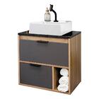 Gabinete Banheiro Com Cuba 56cm 1 Porta 1 Gaveta 1 Nicho Elís