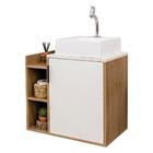 Gabinete Banheiro Com Cuba 63cm 1 Porta 3 Nichos Matt Estilar