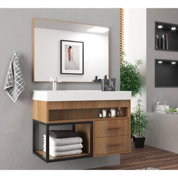 Gabinete Banheiro Com Cuba E Espelheira 80cm Multimóveis Vcr1