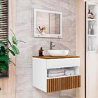 Gabinete Banheiro Com Cuba E Espelho 60 Cm Branco Naturalle R