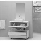 Gabinete Banheiro Creta 60cm Com Cuba E Espelho Branco/cinza