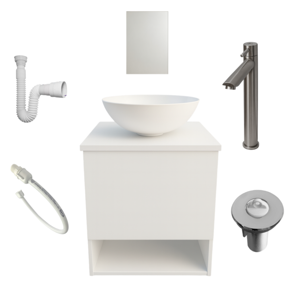 Gabinete Banheiro Cuba Espelho Torneira Cromada Valvula Sifão