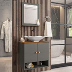 Gabinete Banheiro Deli Concava Bco Torneira Valv Click Black