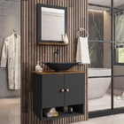 Gabinete Banheiro Deli Concava Prt Torneira Valv Click Black